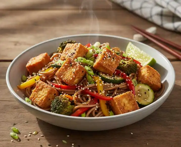 Nudeln mit Tofu – Knuspriger Tofu trifft auf perfekt gewürzte Nudeln – Pasta Rezept – einfach kochen