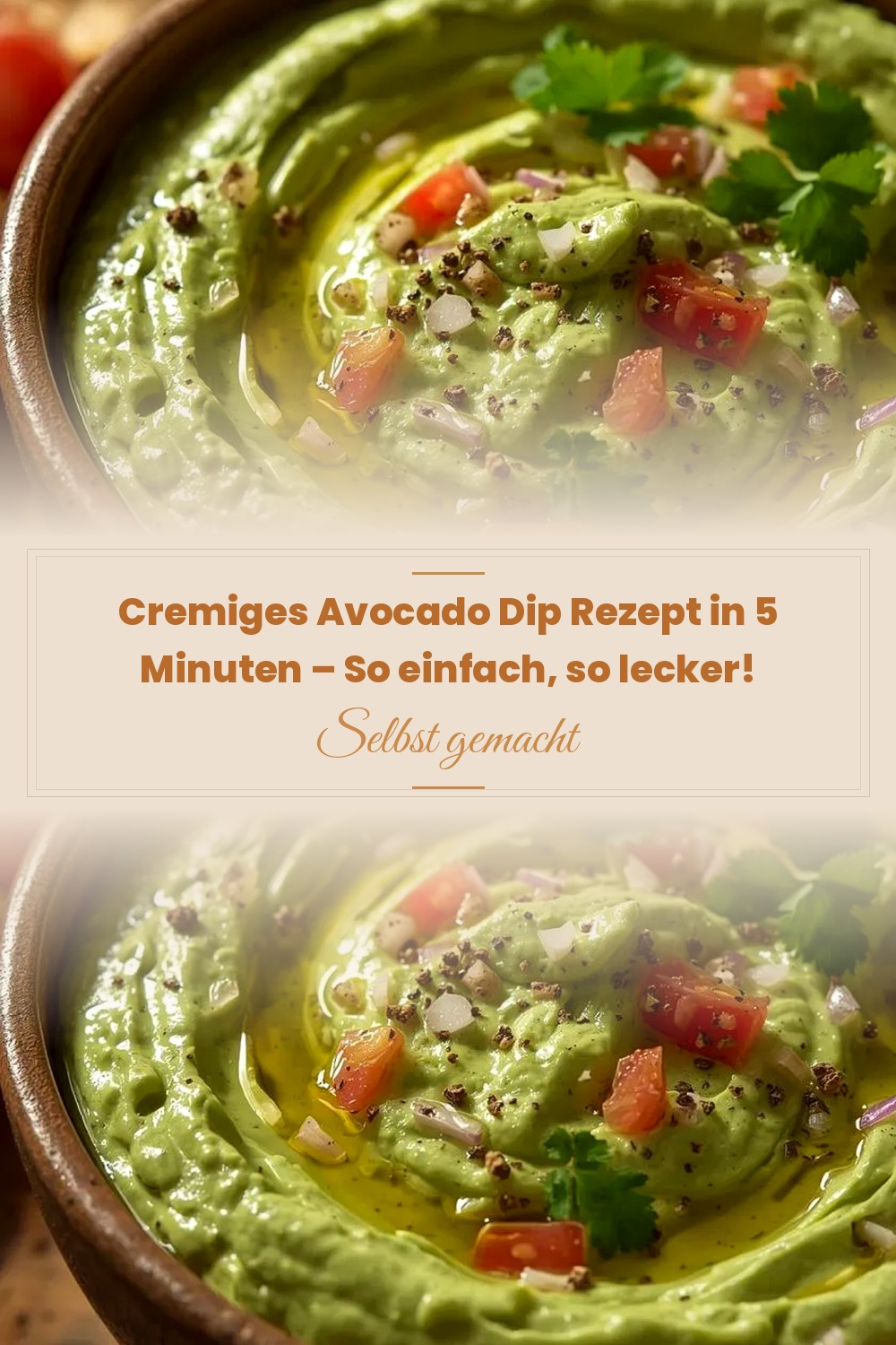 Pinterest Pin: Cremiges Avocado Dip Rezept in 5 Minuten – So einfach, so lecker!