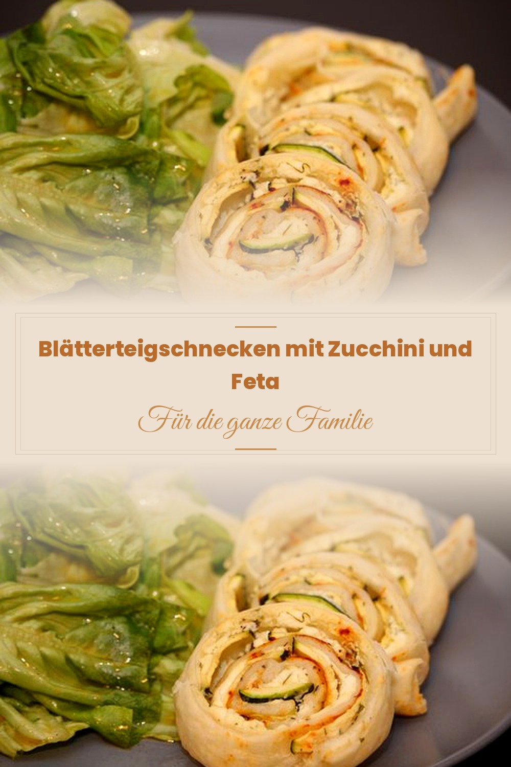 Pinterest Pin: Blätterteigschnecken mit Zucchini und Feta