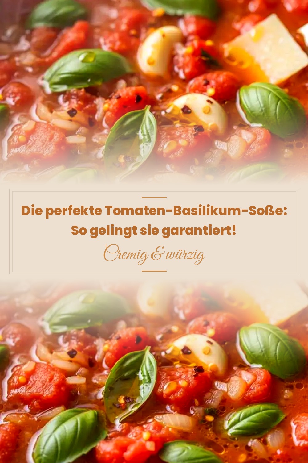 Pinterest Pin: Die perfekte Tomaten-Basilikum-Soße: So gelingt sie garantiert!
