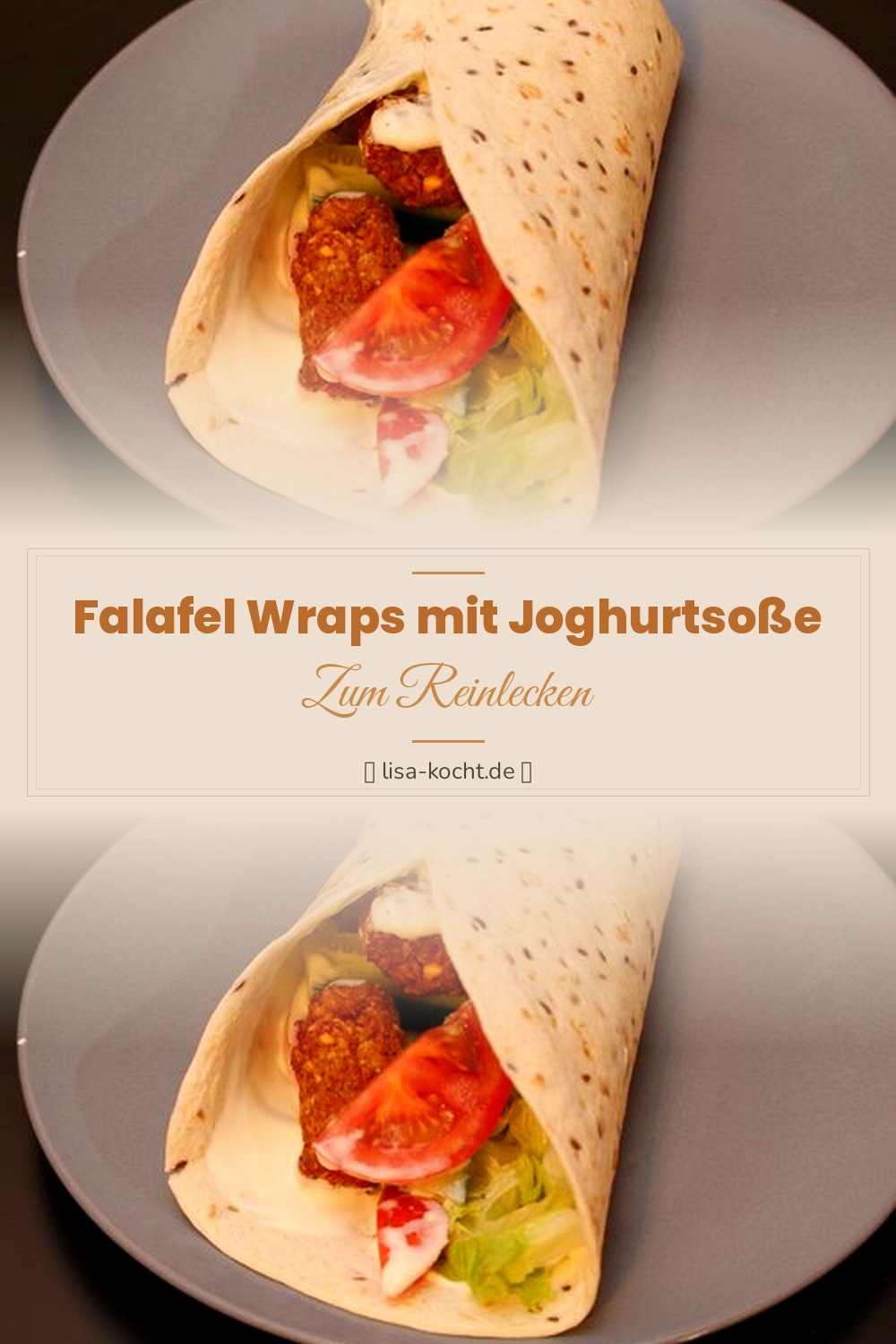 Pinterest Pin: Falafel Wraps mit Joghurtsoße – Schnelles Streetfood