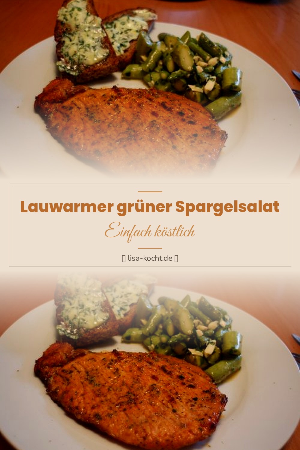 Pinterest Pin: Lauwarmer grüner Spargelsalat – Leicht & frühlingsfrisch