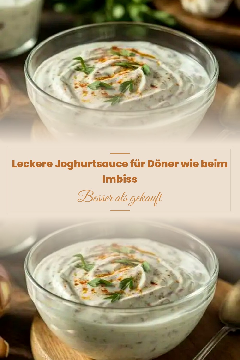 Pinterest Pin: Leckere Joghurtsauce für Döner wie beim Imbiss
