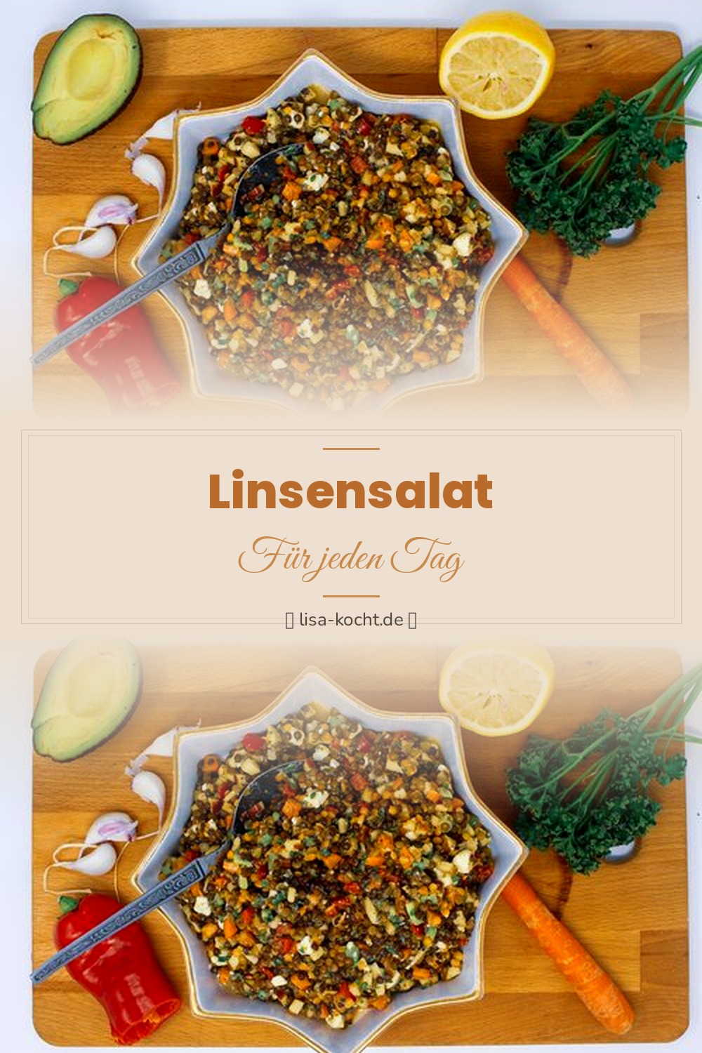 Pinterest Pin: Linsensalat Rezept – Sättigend, proteinreich & lecker