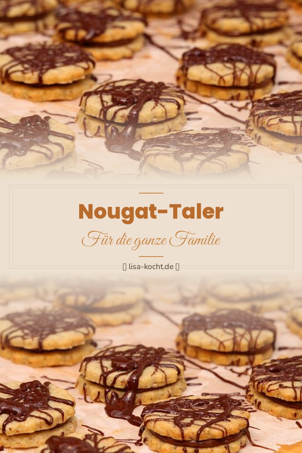 Pinterest Pin: Nougat-Taler Rezept – Zarte Schokoladen-Plätzchen