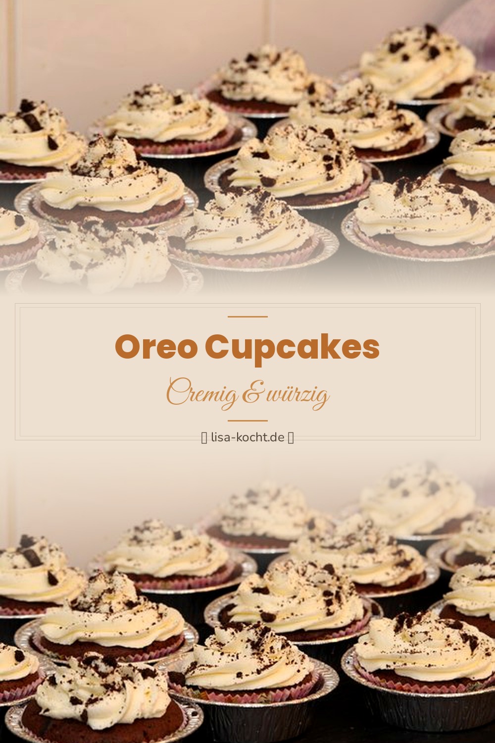 Pinterest Pin: Oreo Cupcakes Rezept – Schokoladig & cremig beliebt