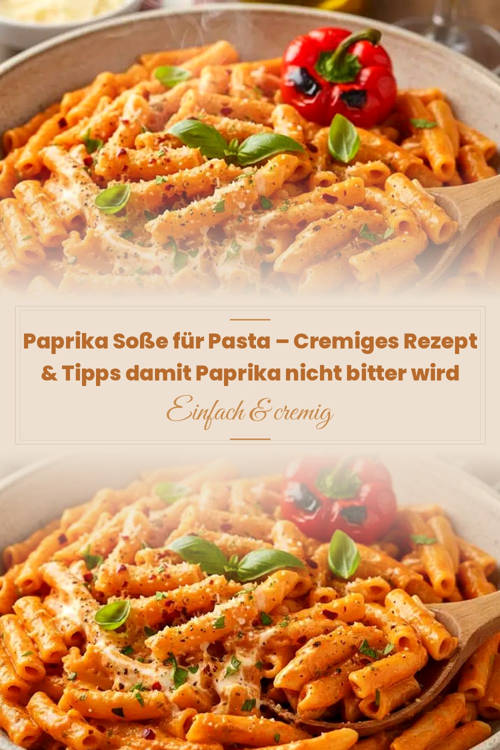 Pinterest Pin: Paprika Soße für Pasta – Cremiges Rezept & Tipps damit Paprika nicht bitter wird