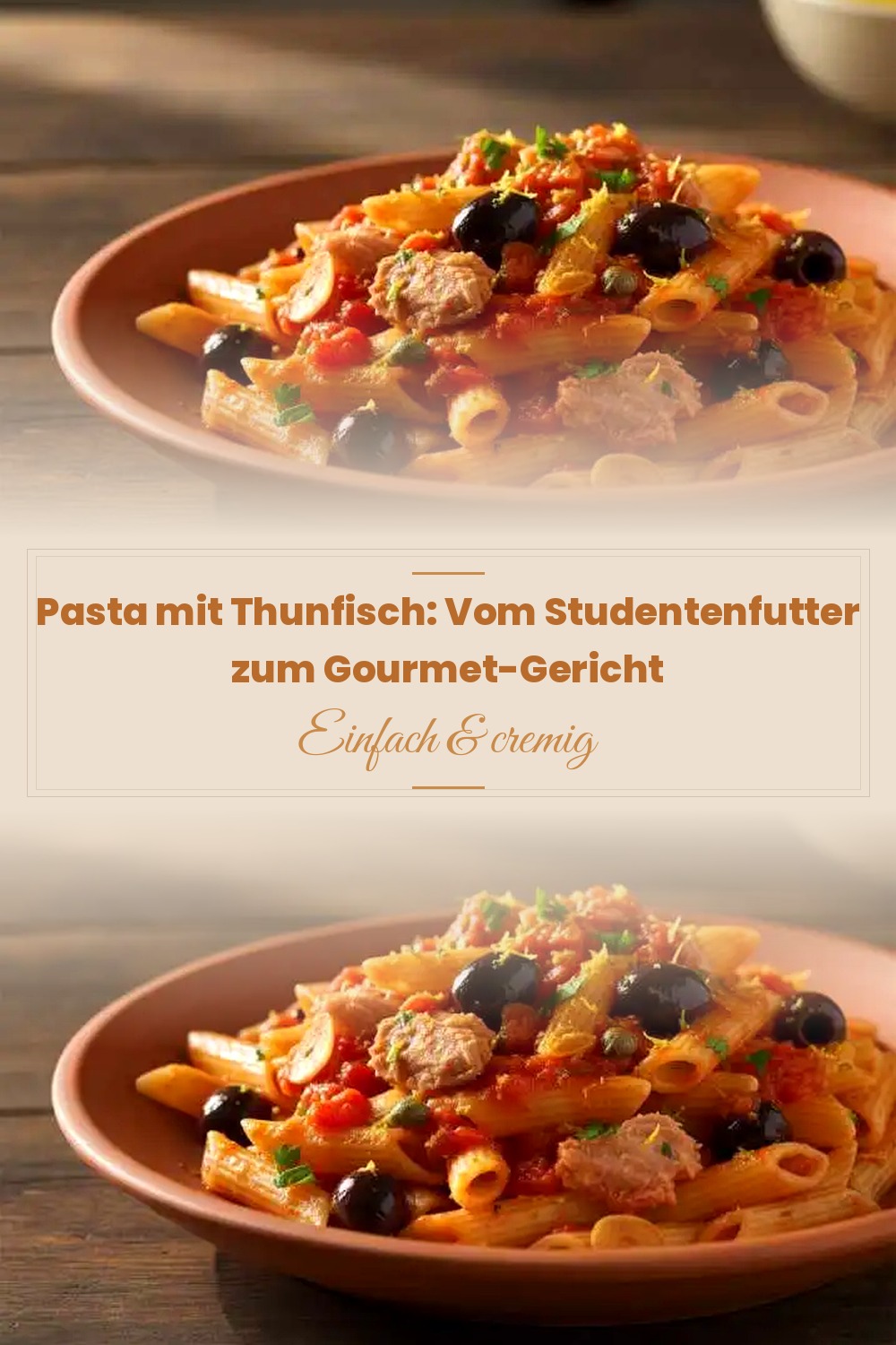 Pinterest Pin: Pasta mit Thunfisch: Vom Studentenfutter zum Gourmet-Gericht