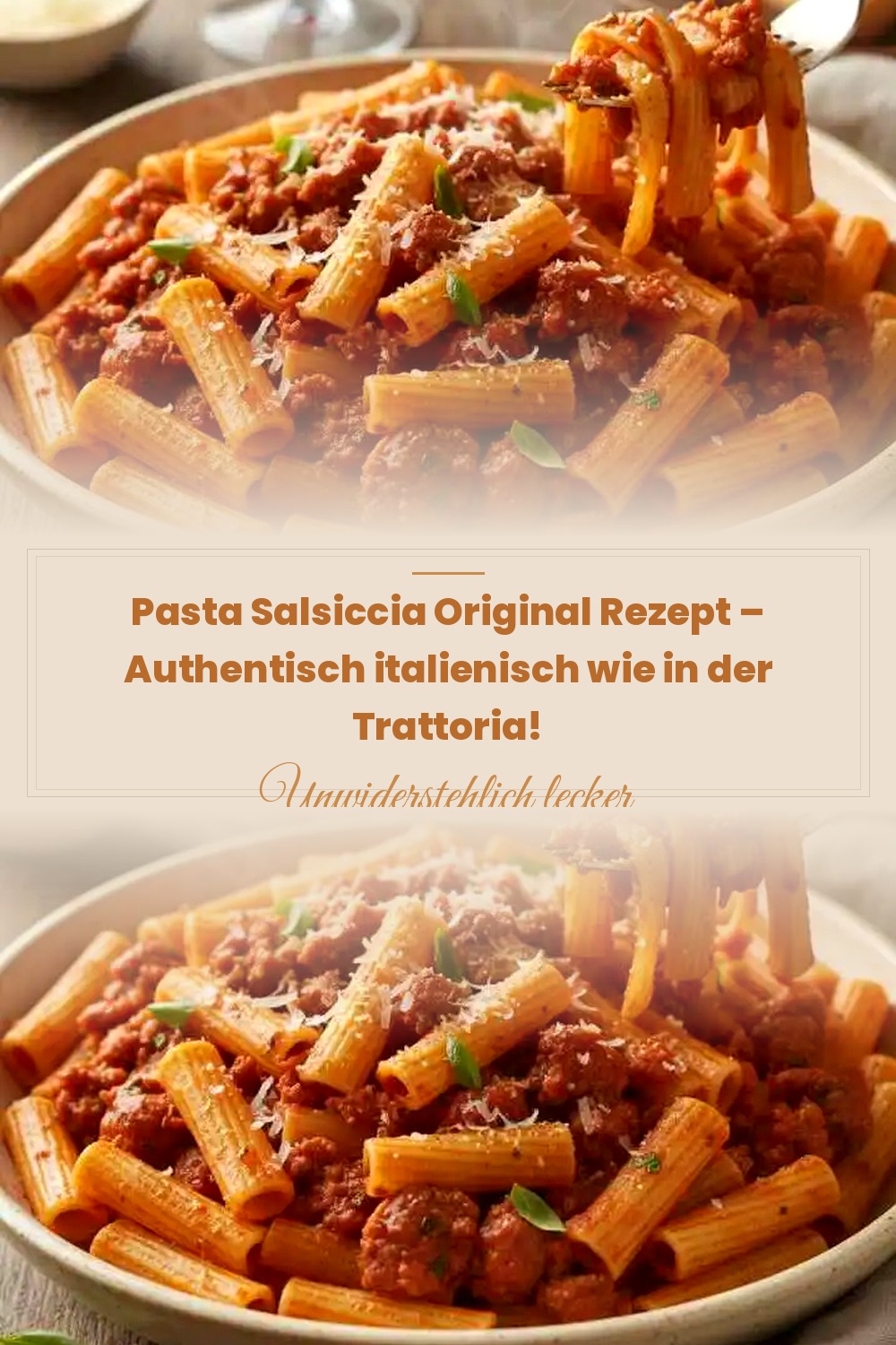 Pinterest Pin: Pasta Salsiccia Original Rezept – Authentisch italienisch wie in der Trattoria!