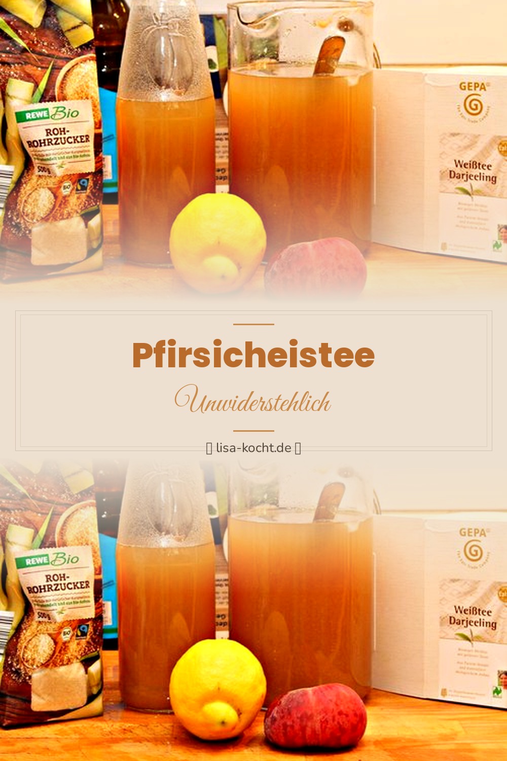 Pinterest Pin: Pfirsicheistee selber machen – Frisch & ohne Zusätze