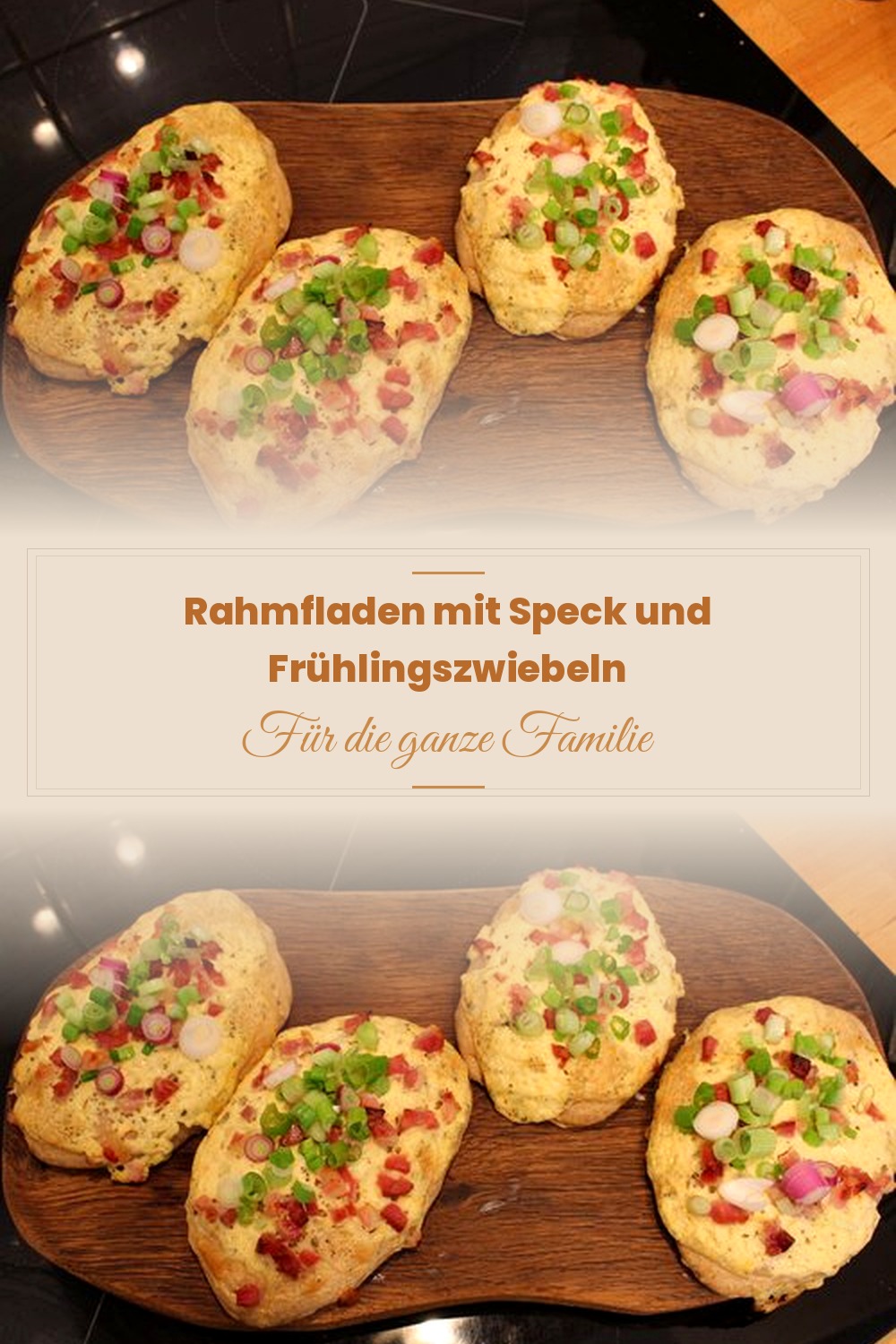 Pinterest Pin: Rahmfladen mit Speck und Frühlingszwiebeln