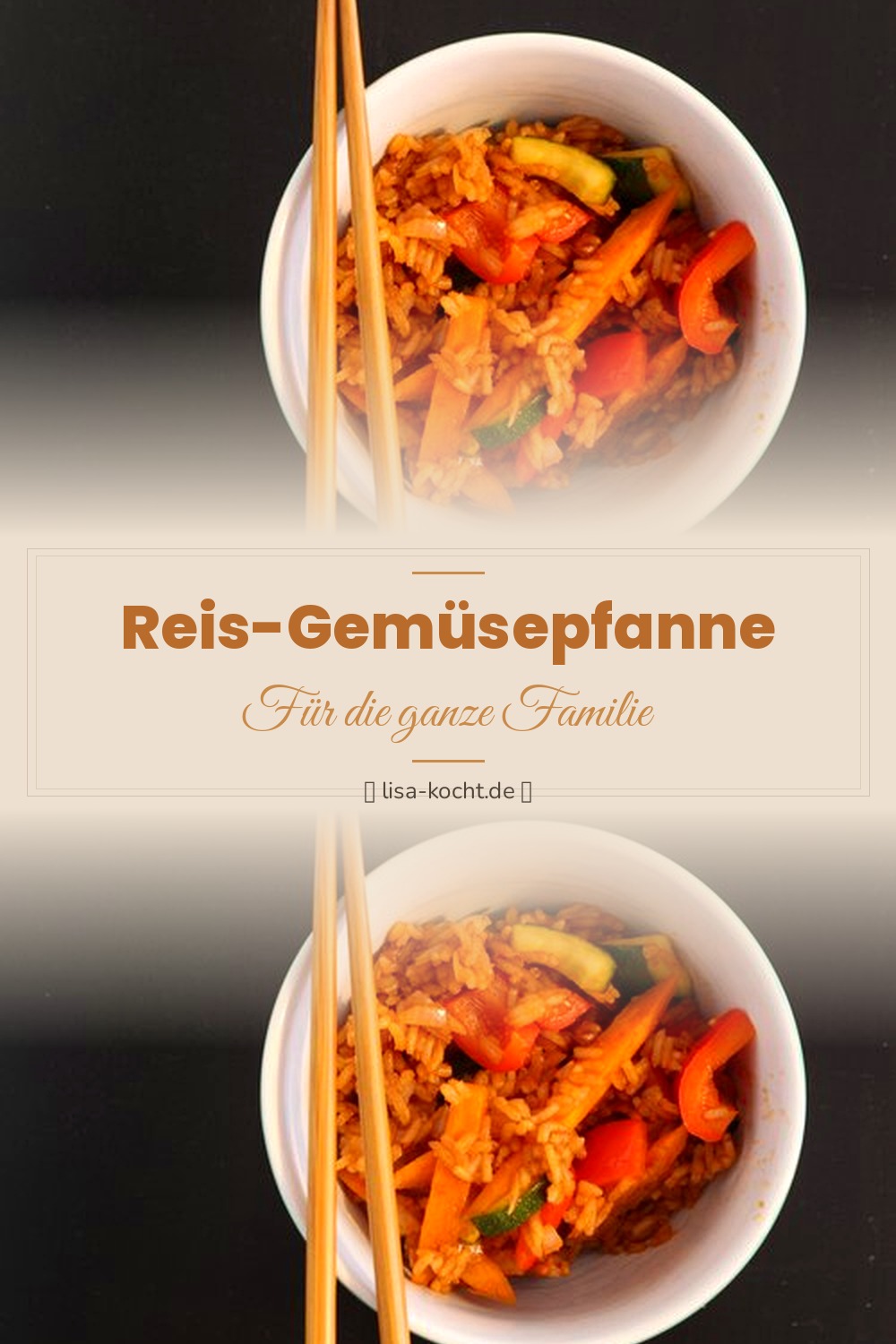 Pinterest Pin: Reis-Gemüsepfanne Rezept – Schnell, gesund & bunt
