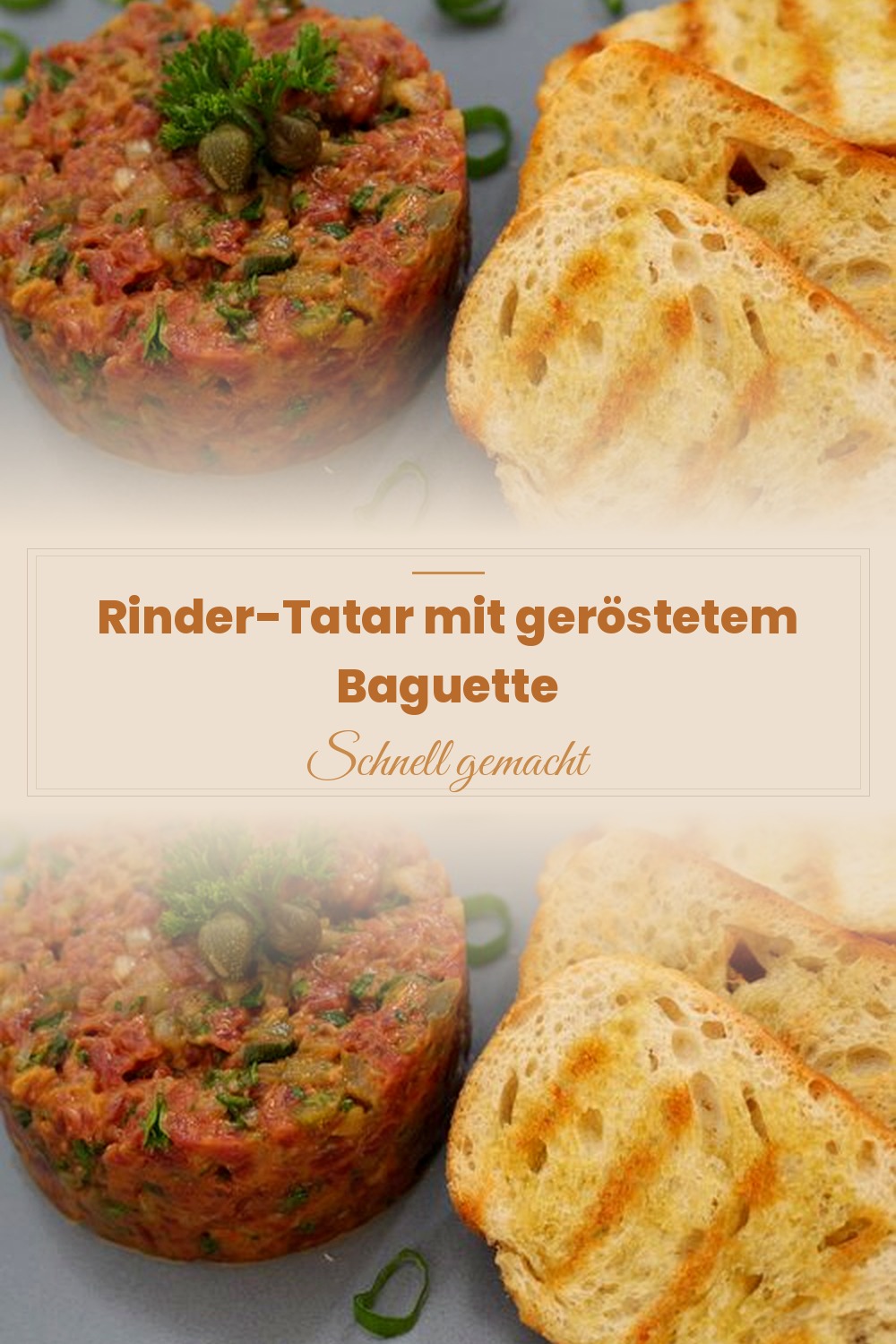 Pinterest Pin: Rinder-Tatar mit Baguette – Feines Fingerfood