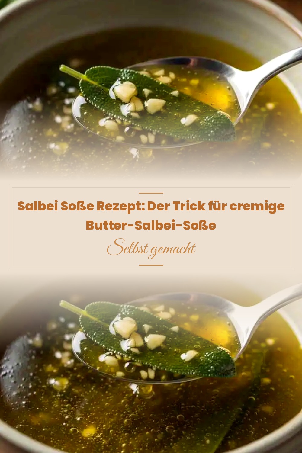 Pinterest Pin: Salbei Soße Rezept: Der Trick für cremige Butter-Salbei-Soße