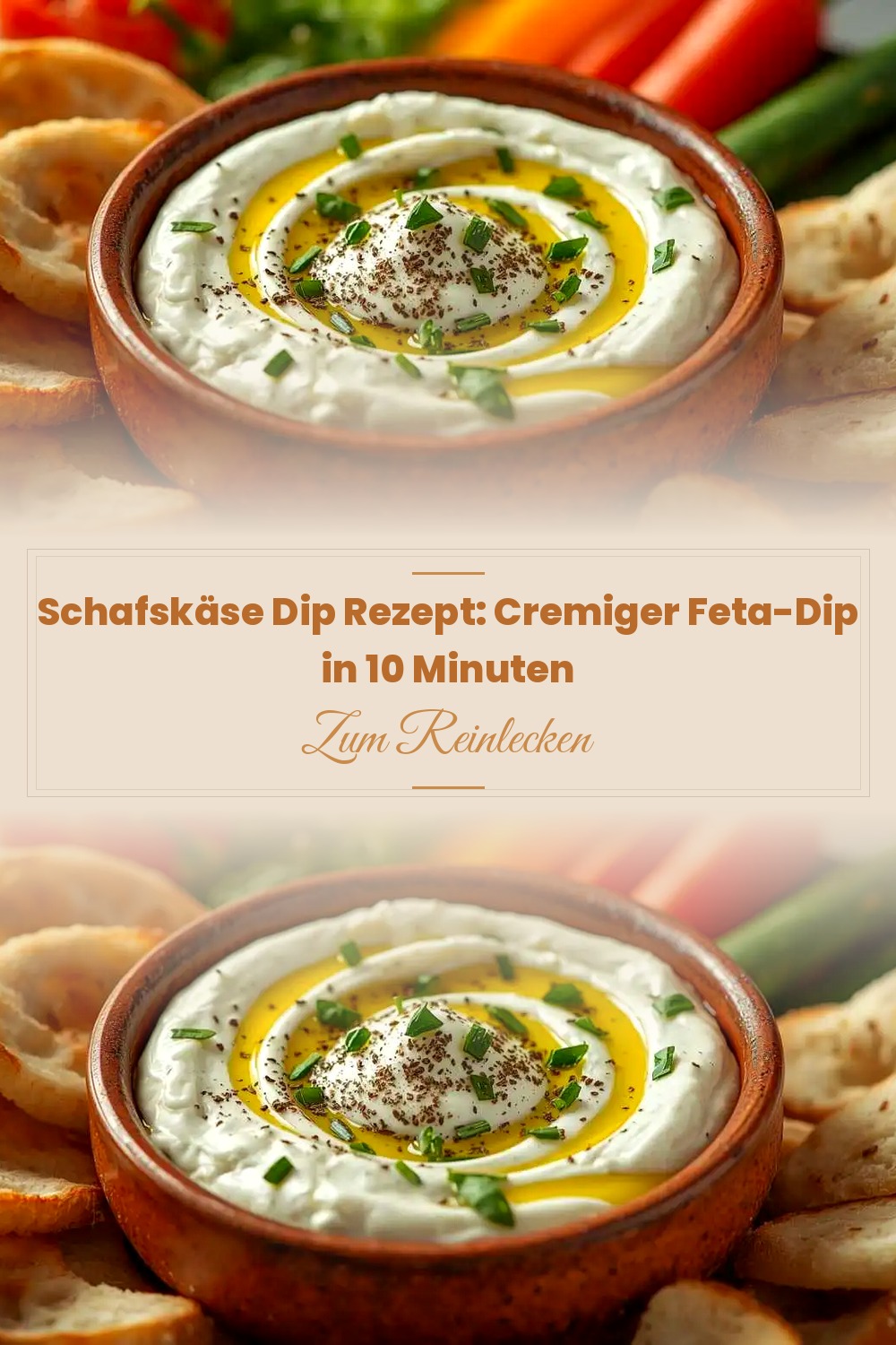 Pinterest Pin: Schafskäse Dip Rezept: Cremiger Feta-Dip in 10 Minuten