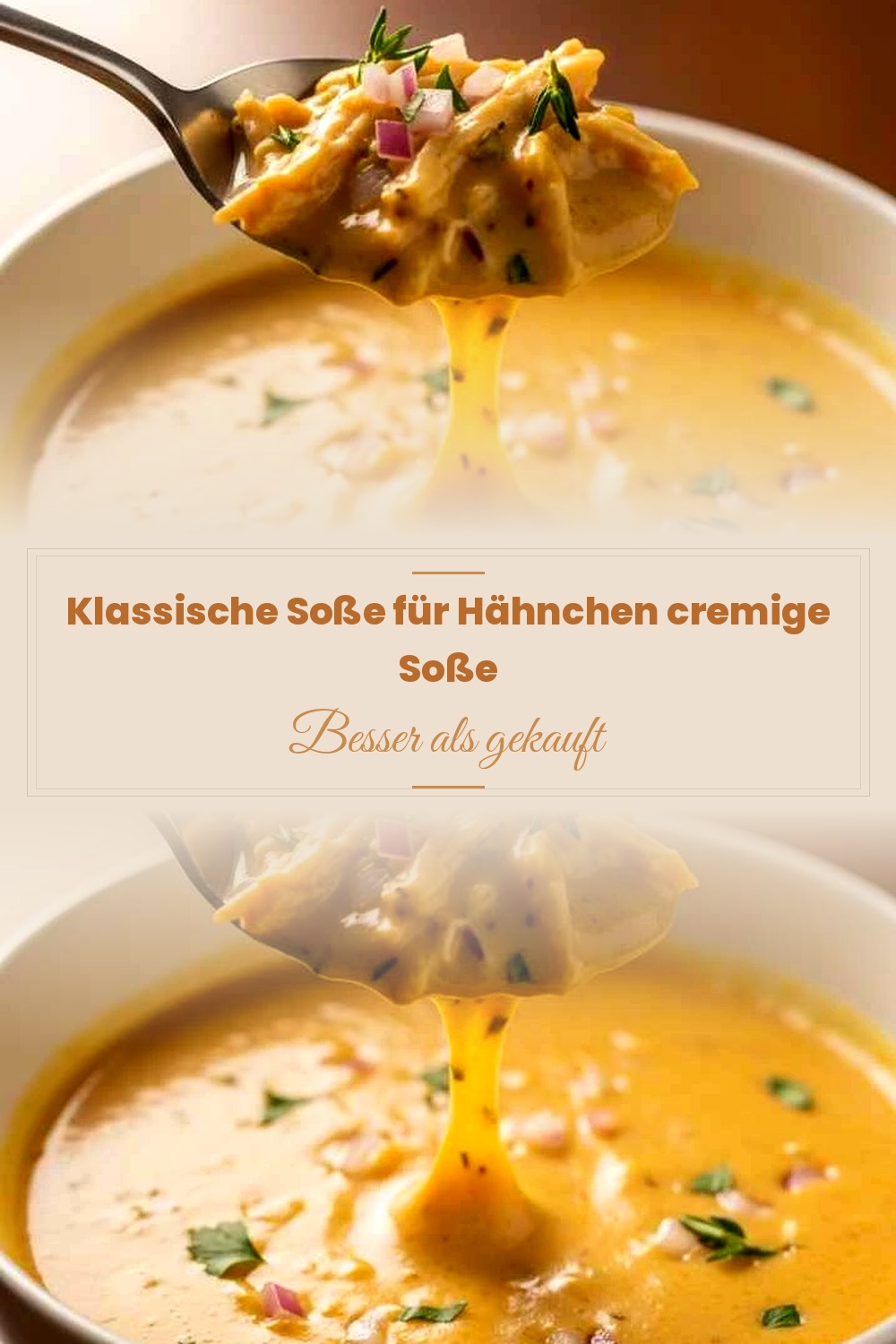 Pinterest Pin: Klassische Soße für Hähnchen cremige Soße
