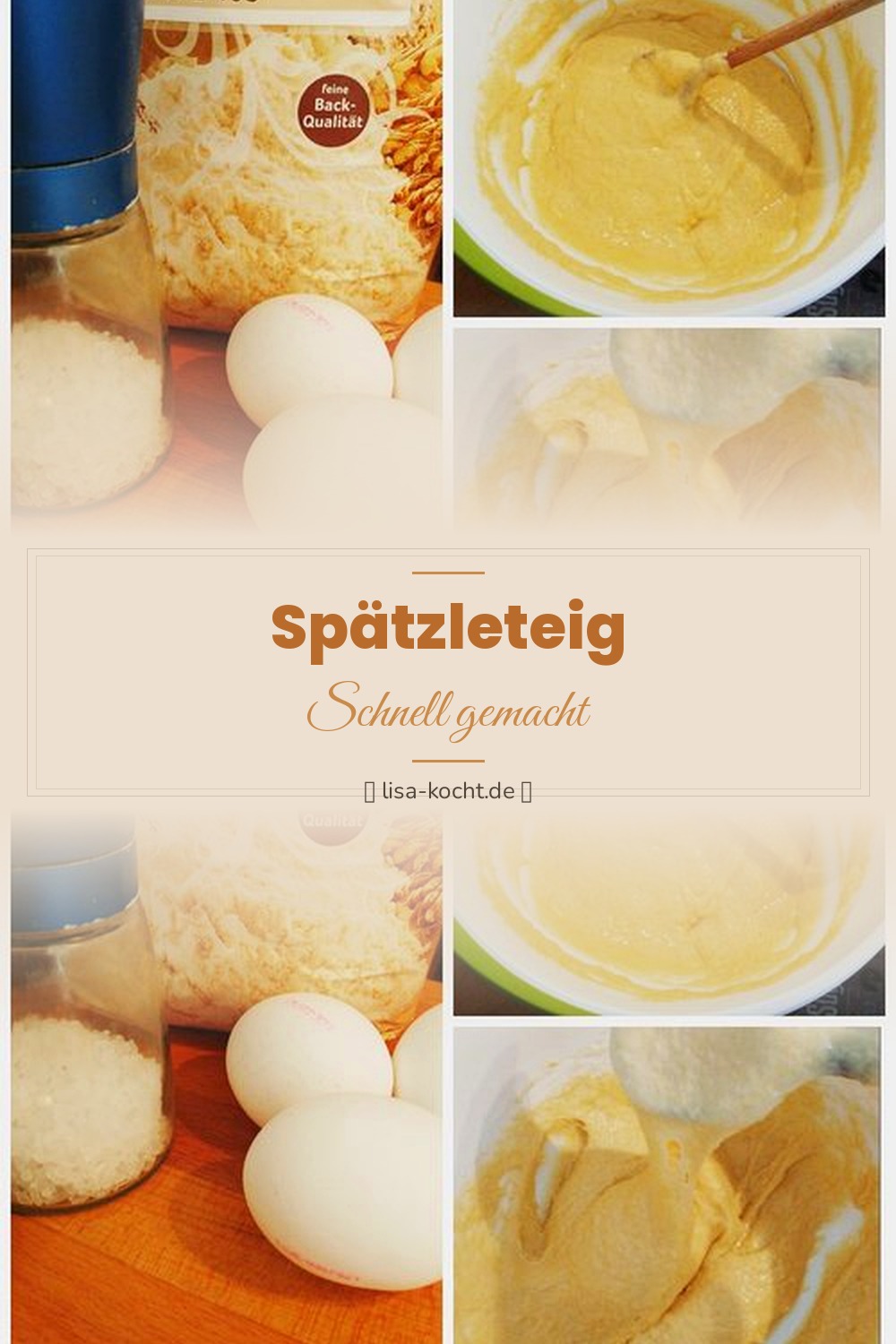 Pinterest Pin: Spätzleteig Rezept – Fluffige Schwäbische Spätzle