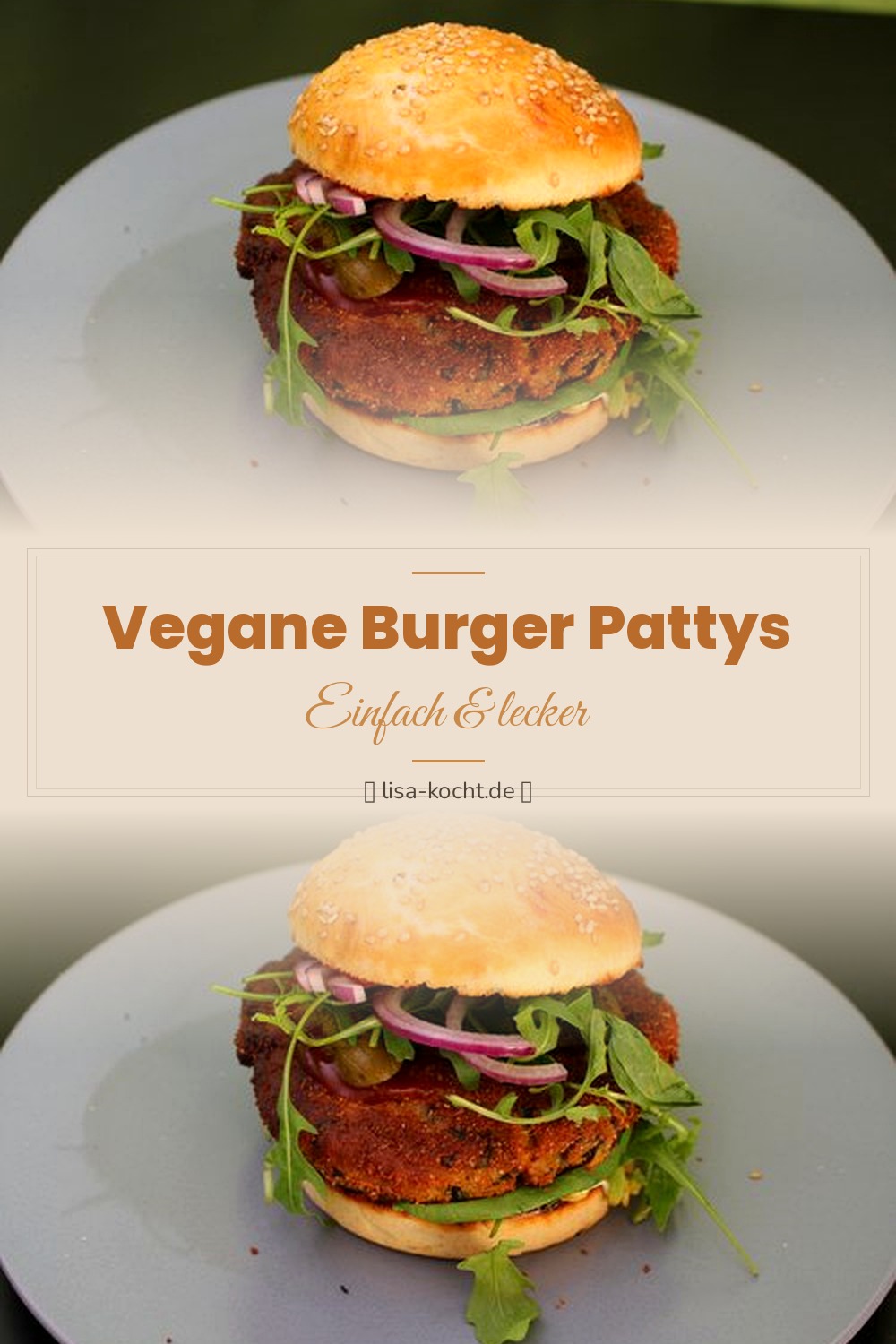 Pinterest Pin: Vegane Burger Pattys – Saftig & proteinreich selbst gemacht