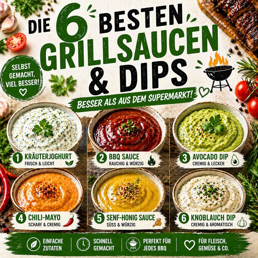Die 6 besten Grillsaucen & Dips – Besser als aus dem Supermarkt – Dip Rezept – selber machen